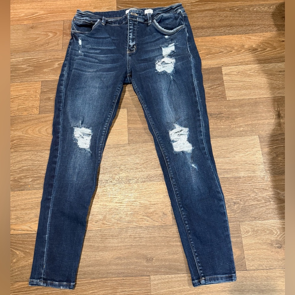 Women’s KanCan Dark Blue Distressed Skinny Jeans